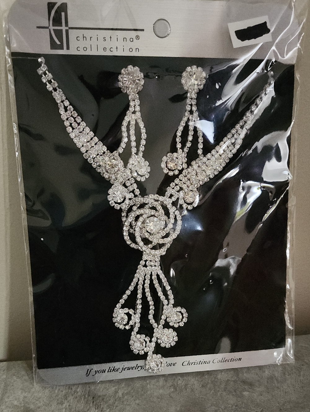 Silver Crystal Necklace & Earring Set